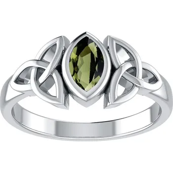 Šperk stříbrný prsten s vltavínem 6 (EU: 51-53)