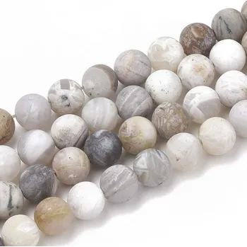 Dětské navlékací korálky Achát bambusový matný 8 mm (návlek 42 - 44 korálků)