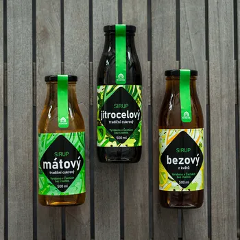 Kosmetická sada Sada 3 sirupů – bezový květ, jitrocel, máta, 3x 500 ml