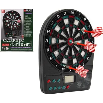 Terč na šipky Elektronický terč digitální 20x26cm + 3 šipky plast na baterie se zvukem v krabici 21x27x4cm