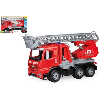 autíčko Auto hasiči Mercedes-Benz Arocs Worxx s žebříkem plast 47cm stříkající vodu v krabici 50x30x20cm