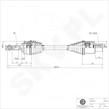 Poloosa kola Přední pravá hnací hřídel Ford Ranger 1945327 ESEN SKV