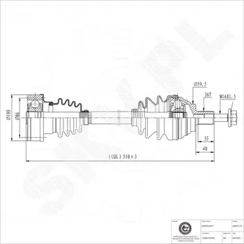 Přední levá hnací hřídel Audi A3 Seat Leon Škoda Octavia II III VW Caddy III Golf VI VII 1K0407451GX ESEN SKV