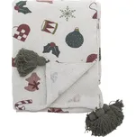 Bloomingville Pléd s vánočním motivem Yule Bloomingville, Yule Throw, Nature, Recycled Cotton