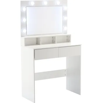 Toaletní stolek 2energy Toaletní stolek s LED osvětlením, 2 zásuvky bílý