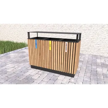 Moderní koš na tříděný odpad tříkapslový se stříškou Lucie II