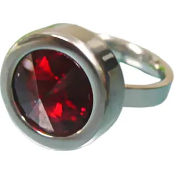 Prsten Ocelový prsten s červeným kamenem, elegantní design, průměr kamene 1,5 cm, velikost prstenu 54. 54,4