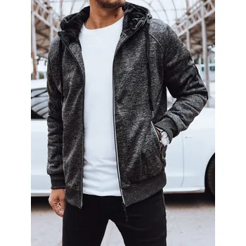 Pánská mikina Pánská mikina na zip Barva tmavě šedá DSTREET BX5626 Barva: Šedá - tmavě, Velikost: XL