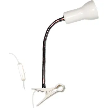 Lampička Lampička s klipem E14 stolní připínací Lolek ohebná rameno BÍLÁ