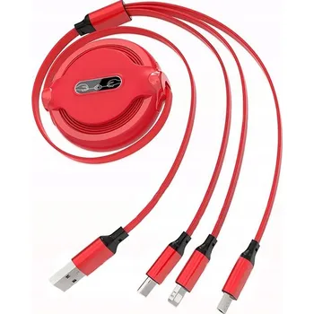 Datový kabel Kabel CaseON USB - USB typ C / microUSB / Lightning 1 m červený