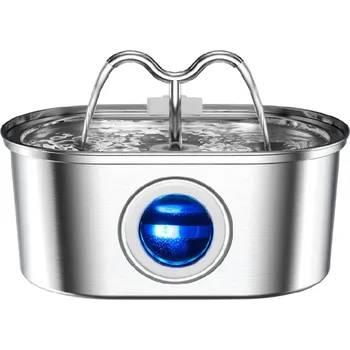 Miska pro psa Nerezová fontána pro kočky 3,2 l s LED světlem Automatická napáječka s tichým provozem Cirkulace vody a kontrola hladiny