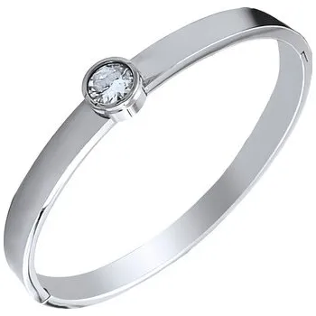 Náramek Náramek s kulatým krystalem a minimalistickým designem, stříbrný PVD, 60x50mm