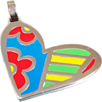 Přívěsek Přívěsek ve tvaru srdce s barevným designem a stříbrnou barvou – kód produktu 7PP7685.