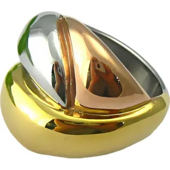 Prsten Ocelový prsten s moderním designem ve stříbrné a zlaté barvě, elegantní a stylový kousek pro každodenní nošení. 52