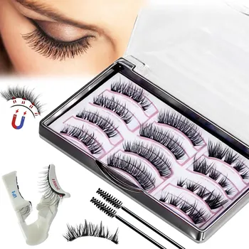 Umělé řasy Magnetické 3D řasy bez lepidla 3 páry Přirozené Lehké Dlouhotrvající