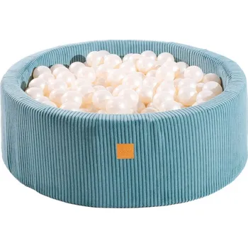 Dětský bazének Tyrkysový manšestrový bazének s míčky ø 90x30 cm Montessori – Meowbaby ID_1822112