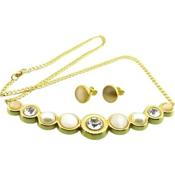 Souprava šperků Ocelový set s náhrdelníkem a náušnicemi, náhrdelník 480x3 mm, pár náušnic 12 mm, elegantní design pro každou příležitost.