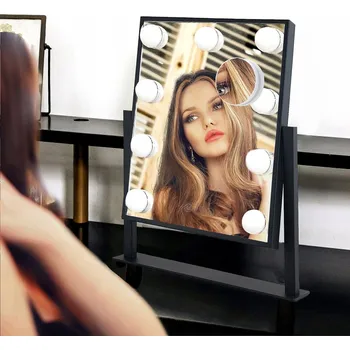 Zrcadlo Kosmetické zrcátko s LED podsvícením, 9 LED diod, Hollywood styl s 9 žárovkami