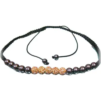 Řetízek Náhrdelník s perleťovými korálky a zlatým středem, délka 740-420 mm, šířka korálků 10 mm.