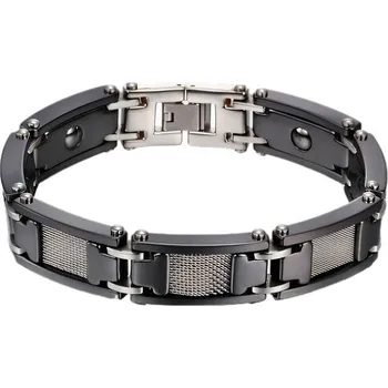 Náramek Náramek z oceli s moderním designem, délka 215 mm, šířka 15 mm, hmotnost 62 g.