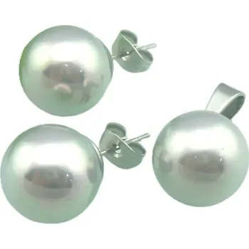 Souprava šperků Náušnice s perlovým designem v stříbrné barvě, průměr 12 mm, elegantní a moderní styl.