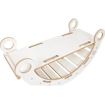 Hra na zahradu Bílá houpačka z borovicového dřeva 39x75x38 cm Montessori – Meowbaby ID_1821836