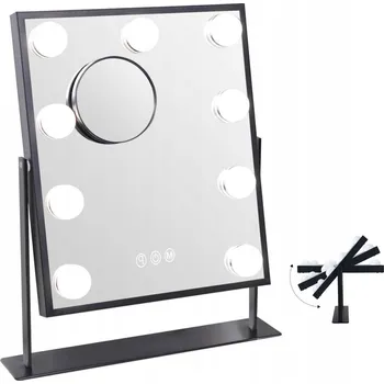 Zrcadlo Zrcadlo na líčení s LED osvětlením a 9 žárovkami, 290 x 360 mm