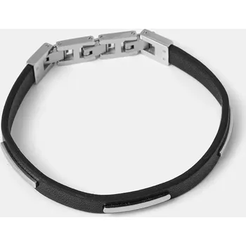 Náramek Kožený náramek Trussardi pánský, TJAXZ10 stříbrná SLV, vel. ONE SIZE