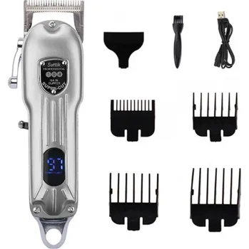 Kosmetika pro psa Profesionální strojek na stříhání domácích mazlíčků 18,5 x 5,7 cm 10W 7000 ot./min LCD displej 1500 mAh baterie 4 nástavce šedá