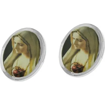 Náušnice Náušnice s motivem Panny Marie v oválném designu, stříbrná barva, elegantní a originální kousek pro každodenní nošení.