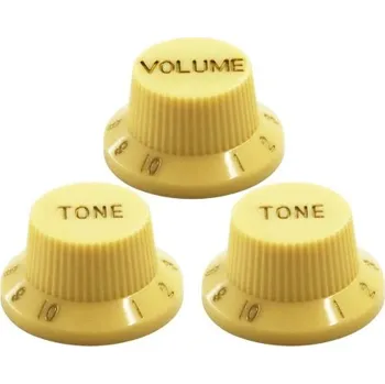 Kytara Sada 3 plastových knoflíků pro kytaru Ovládání hlasitosti a tónu 18 drážek Univerzální náhradní díly s přesným uchycením žlutá