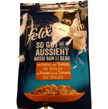 Krmivo pro kočku Felix, Krmivo pro kočky, kuře a rajče , 85 g