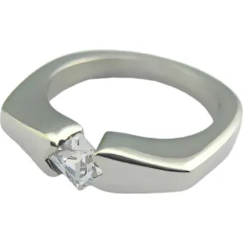 Prsten Elegantní ocelový prsten s krystalem ve stříbrné barvě, moderní design, velikost 7PR13309. 57