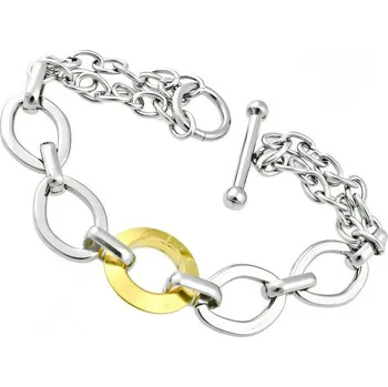 Náramek Náramek s kroužky a zlatým detailem ve stříbrné barvě, elegantní design pro každodenní nošení, kód produktu 6NB0139.