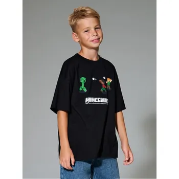 Chlapecké tričko Sinsay - Tričko oversized Minecraft - černá - 728GJ-99X - 728GJ-99X-146