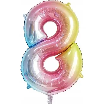 Balónek BALÓN ČÍSLICE ČÍSLO 8 NAROZENINY PLES VÝROČÍ KARNEVAL HELIUM VELKÝ 75 CM DUHOVÝ