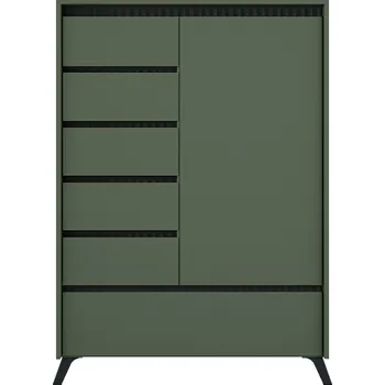 Komoda Komoda Kondela 95 x 45 x 152,5 cm černá, zeleň matná