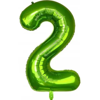 Balónek BALÓNEK ČÍSLICE 2 NAROZENINY PLES VÝROČÍ KARNEVAL HELIUM VELKÝ 75 CM ZELENÝ