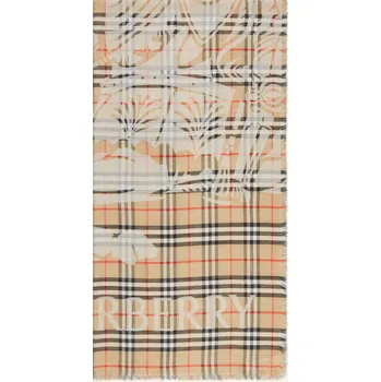 Burberry Dámská Šála S Hedvábím, béžová / bílá / černá, one size