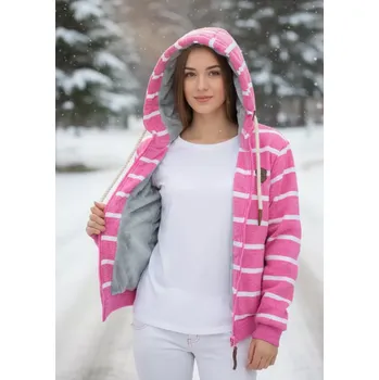 Dámská mikina Dámská bundomikina s kožíškem VINTE růžová