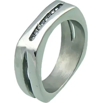 Prsten Ocelový prsten s moderním designem a lesklým povrchem, šířka 8 mm, váha 7 g. 59,5