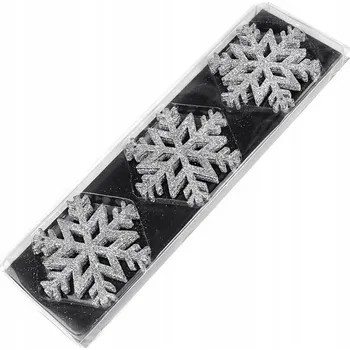 Vánoční dekorace OZDOBA VÁNOČNÍ KOULE NA VÁNOČNÍ STROMEK SNĚHOVÁ VLOČKA 8,5 CM NEROZBITNÁ SADA 9 KS