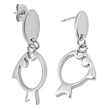 Náušnice Náušnice s motivem ryby ve stříbrné barvě, elegantní visací design, moderní šperk pro každodenní nošení.