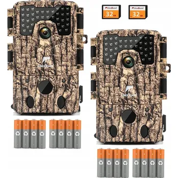 Bezpečnostní kamera FOTOPAST 48MP 4K DOSAH 18M NOČNÍ VIDĚNÍ 0,3S LESNÍ KAMERA 32GB 2KS