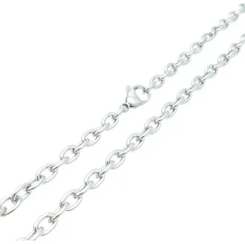 Řetízek Ocelový náhrdelník s oky, délka 450 mm, šířka 5 mm, stříbrná barva.