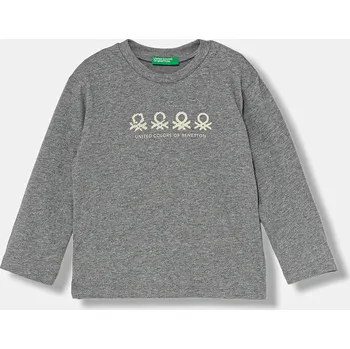 Dětské bavlněné tričko s dlouhým rukávem United Colors of Benetton 3ATNG10KT.P.Seasonal šedá 90X, vel. 110