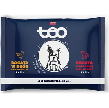 Krmivo pro psa TEO krmivo pro psy, 2x bohaté na drůbež, 2x bohaté na hovězí maso 4x85 g