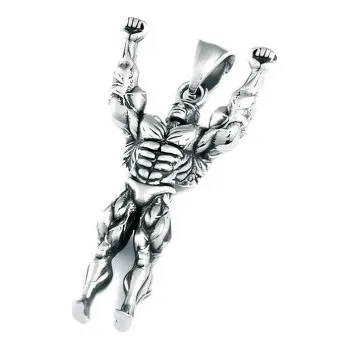 Přívěsek Přívěsek s motivem vzpěrače, rozměr 48x23 mm, hmotnost 14 g.