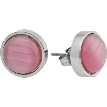 Náušnice Náušnice s růžovým kamenem v stříbrné barvě, elegantní design, kód produktu 6NE0245.