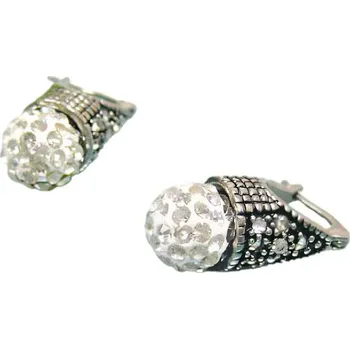 Náušnice Náušnice s krystalovými detaily a černou barvou PVD, průměr 10 mm.